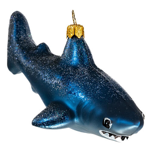 Tubarão-branco adorno vidro soprado para árvore Natal 4