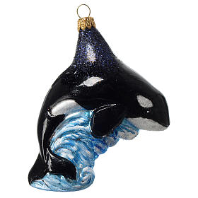 Schwertwal, Weihnachtsbaumschmuck aus mundgeblasenem Glas