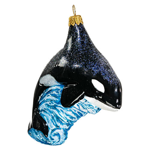 Killer whale, Christmas tree decoration in blown glass 4