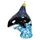 Killer whale, Christmas tree decoration in blown glass s3