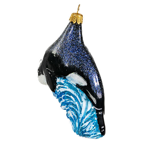Orca adorno vidro soprado para árvore Natal 5