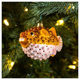 Puffer fish, Christmas tree decoration in blown glass