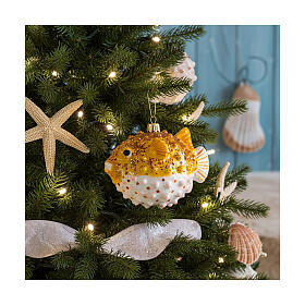 Pez Globo adorno vidrio soplado Árbol Navidad