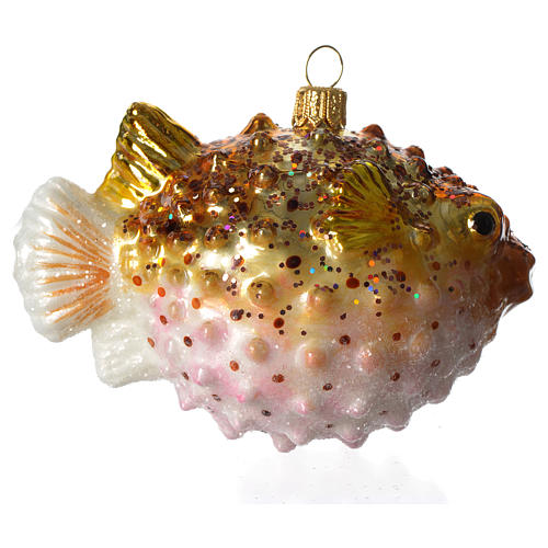 Brand New Ashland Blown Glass Colorful Blow Fish w/Sequin Ornament 