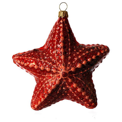 Estrela-do-mar adorno vidro soprado para árvore Natal 1