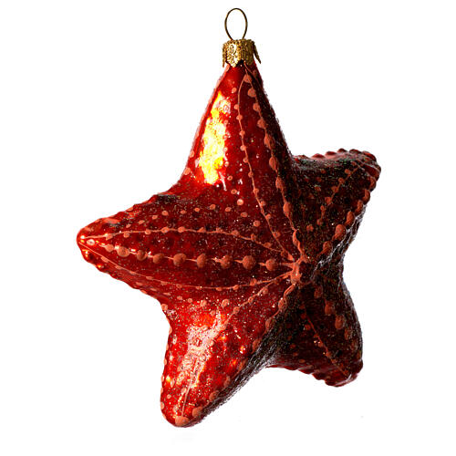 Estrela-do-mar adorno vidro soprado para árvore Natal 3