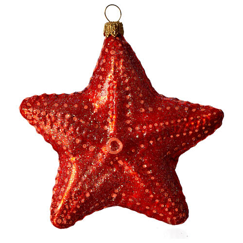 Estrela-do-mar adorno vidro soprado para árvore Natal 4
