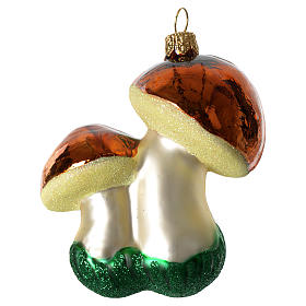 Mushroom blown glass Christmas ornament