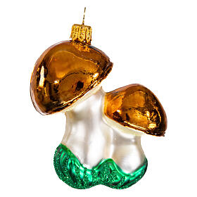 Mushroom blown glass Christmas ornament