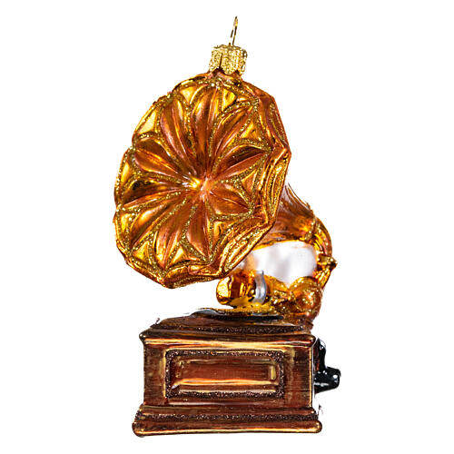 Gramophone, Christmas tree decoration in blown glass 3
