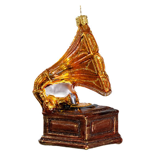 Gramophone, Christmas tree decoration in blown glass 5