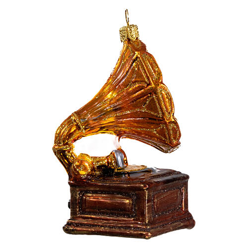 Gramophone Christmas blown glass ornament 4