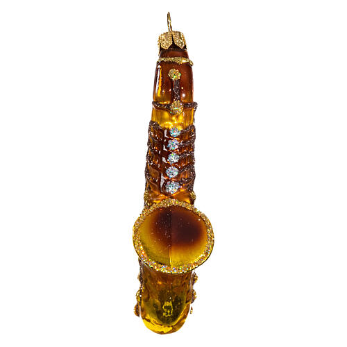 Saxofone adorno em vidro soprado para árvore Natal 5