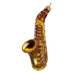 Saxophone Christmas ornament in blown glass