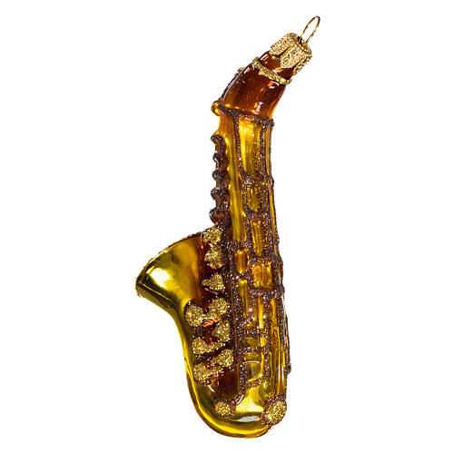 Saxophone Christmas ornament in blown glass 4