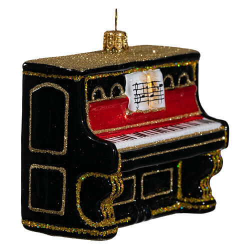 Piano, Christmas tree decoration in blown glass 4