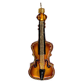 Geige, Weihnachtsbaumschmuck aus mundgeblasenem Glas