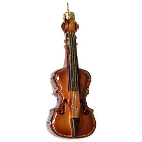 Violin Christmas tree blown glass decoration