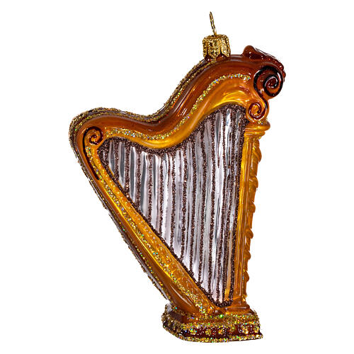 Harpa adorno em vidro soprado para árvore Natal 1