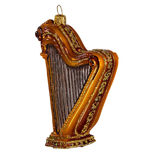 Harpa adorno em vidro soprado para árvore Natal 3