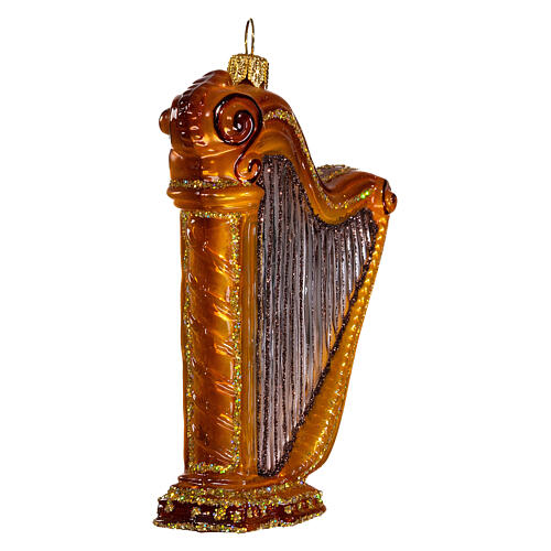 Harpa adorno em vidro soprado para árvore Natal 4