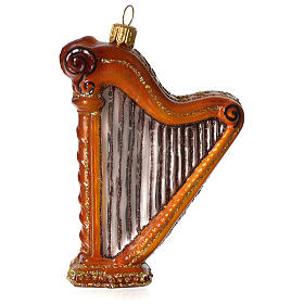 Blown glass ornaments: Harp blown glass Christmas tree ornament
