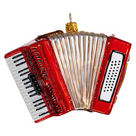 Accordion, Christmas tree decoration in blown glass