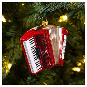 Accordion, Christmas tree decoration in blown glass