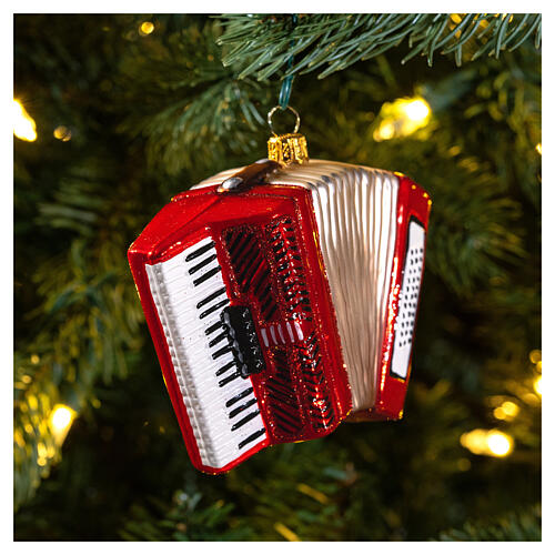 Accordion, Christmas tree decoration in blown glass 2