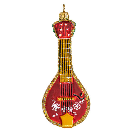 Folk mandolin, Christmas tree decoration in blown glass 1