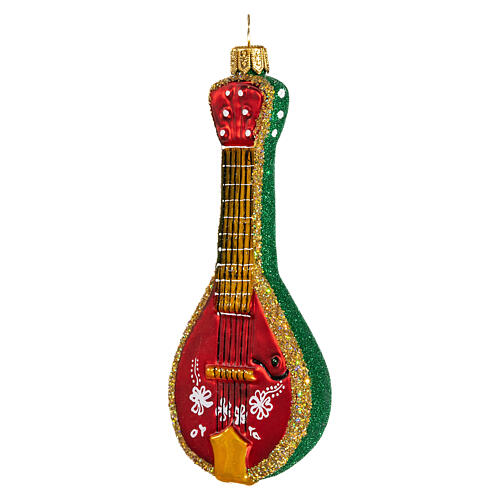 Folk mandolin, Christmas tree decoration in blown glass 3