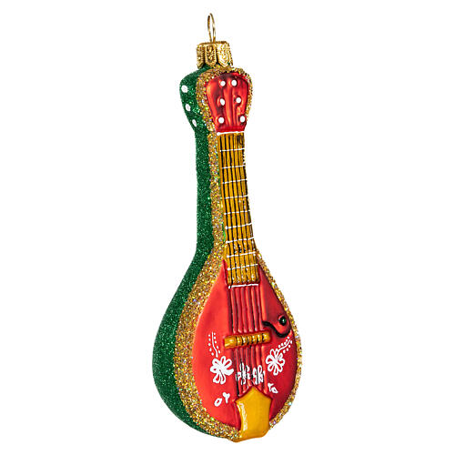 Folk mandolin, Christmas tree decoration in blown glass 4