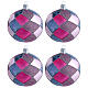 Christmas balls with violet and fuchsia diamonds 100 mm 4 pieces s1