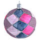 Boules de Noël verre losanges violet fuchsia 100 mm 4 pcs s3