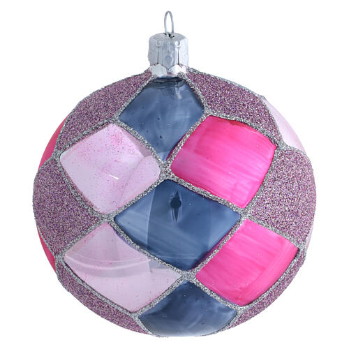 Palline di Natale vetro a rombi viola fucsia 100 mm 4 pz 3