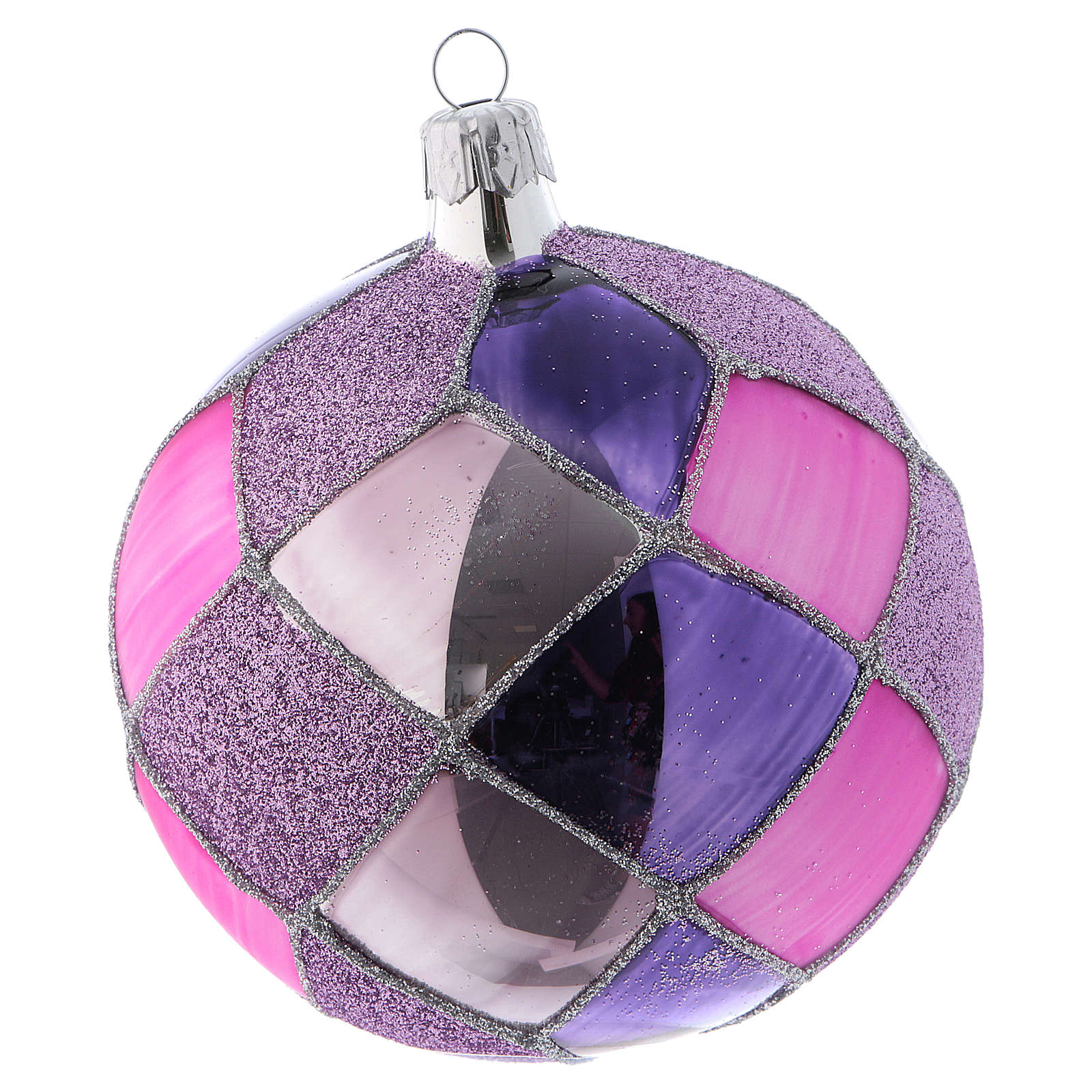 Bolas de Natal vidro em losango roxo fúcsia 100 mm 4 peças venda online na HOLYART