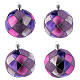Purple fucsia diamond pattern glass balls 10 cm, set of 4 s1