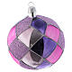 Purple fucsia diamond pattern glass balls 10 cm, set of 4 s2