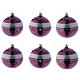 Blown glass Christmas balls 8 cm, purple with silvery design, 6 pcs s1