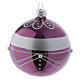 Blown glass Christmas balls 8 cm, purple with silvery design, 6 pcs s2
