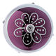 Purple lown glass Christmas balls with silver design 8 cm, 6 pcs s4