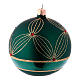 Blown glass Christmas balls 10 cm, green with gold design, 4 pcs s3