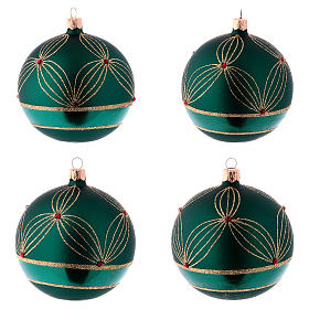 Boules pour Sapin Noël verre vert et or 100 mm 4 pcs