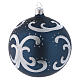 Weihnachtskugeln aus Glas 4er-Set Grundton Blau mit silbernen Verzierungen 100 mm s2