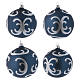 Christmas balls in silver and blue glass 100 mm 4 pieces s1