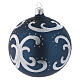 Blue blown glass balls with silver otnaments 10 cm, set of 4 s2