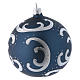 Blue blown glass balls with silver otnaments 10 cm, set of 4 s3