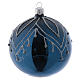 Weihnachtskugeln aus Glas 4er-Set Grundton Blau mit silbernen Verzierungen Glitter 100 mm s2