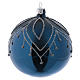 Weihnachtskugeln aus Glas 4er-Set Grundton Blau mit silbernen Verzierungen Glitter 100 mm s3