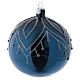 Weihnachtskugeln aus Glas 4er-Set Grundton Blau mit silbernen Verzierungen Glitter 100 mm s4